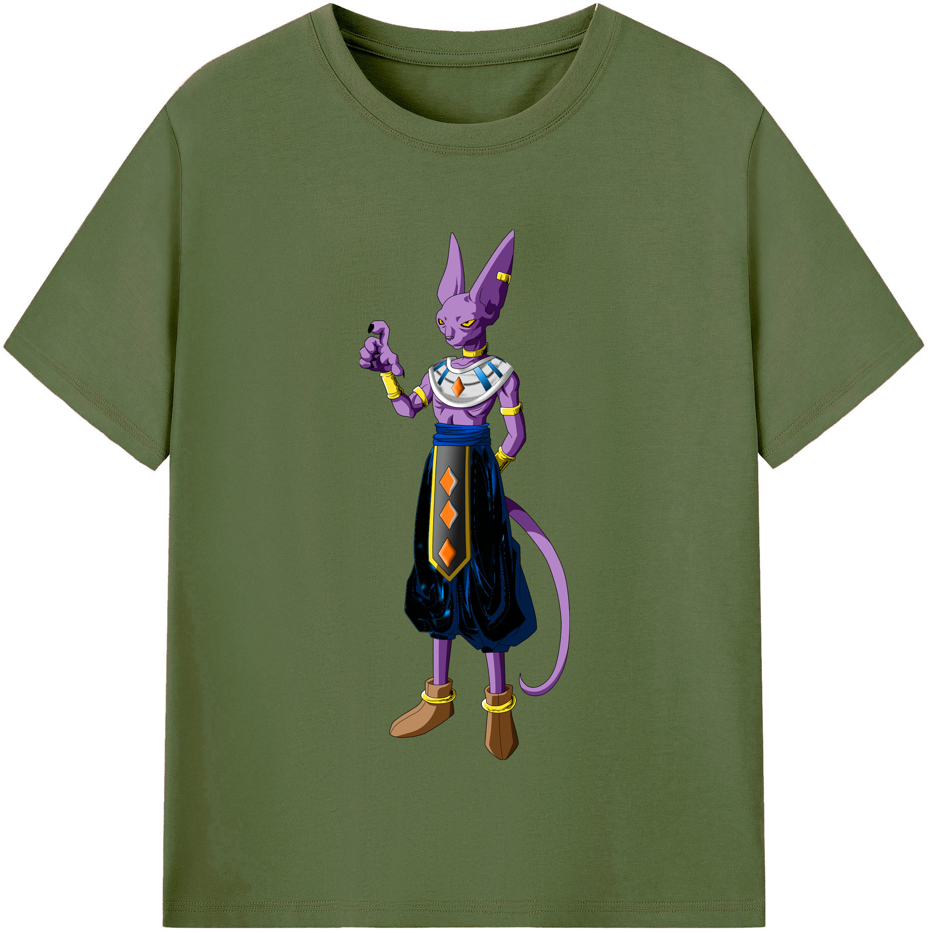 （画像用） ドラゴンボール ビルス 破壊神ビルス DRAGON BALL Beerus Birusu 綿100％半袖Tシャツ（フロントプリント）